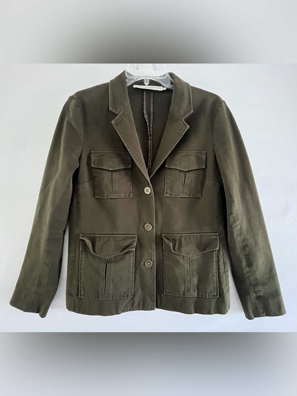 Contemporaine Olive Green Utility Cargo Blazer Jacket Size 8 Safari Military⁠